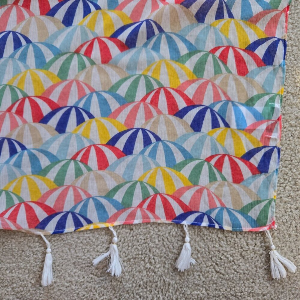 NWOT Colorful Beach Umbrella Balls Lightweight Scarf - Picture 5 of 7